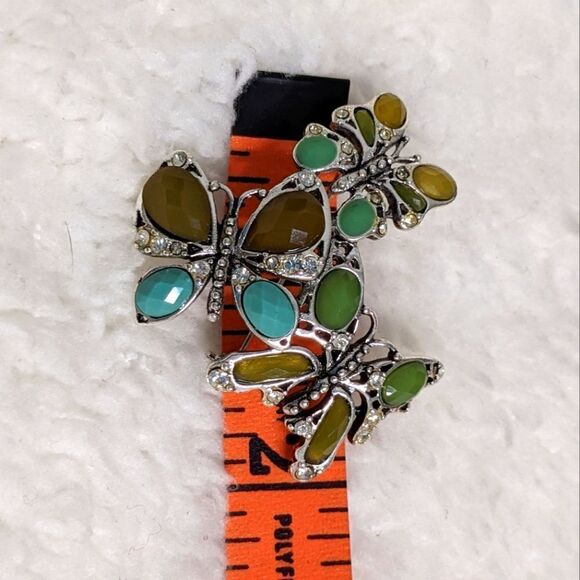 Vintage 90's MONET Three Butterfly Brooche - Picture 7 of 10